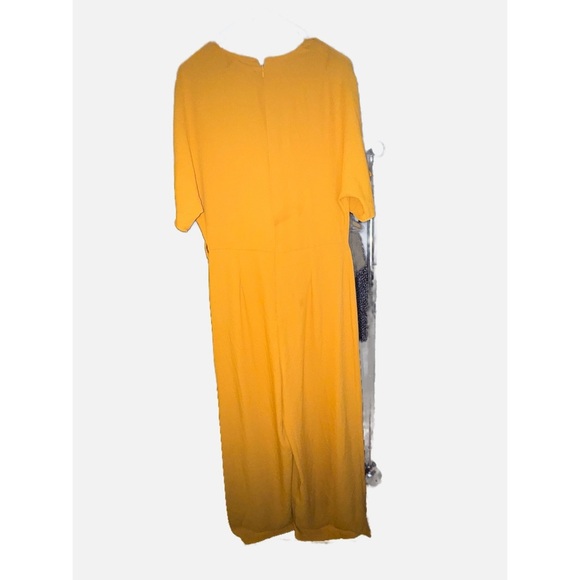 NWT- EVEN & ODD- front wrap mustard yellow short sleeve jumpsuit size Large - Picture 2 of 10